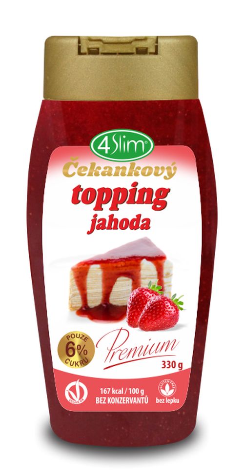 4slim Čekankový topping ovocný 330 g - jahodový