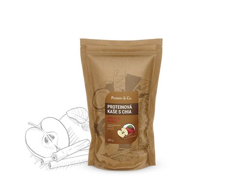 Protein&co. proteinová kaše s chia 480 g Příchuť 1: jablko se skořicí, Váha: 480 g