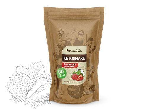 Protein&Co. Ketoshake – proteinový dietní koktejl 1 kg Množství: 1000 g, Vyberte příchuť -: Strawberry milkshake